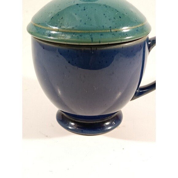 Denby Langley HARLEQUIN Sugar Bowl Compote With Handle Blue Green Speckled Lid - Picture 2 of 6